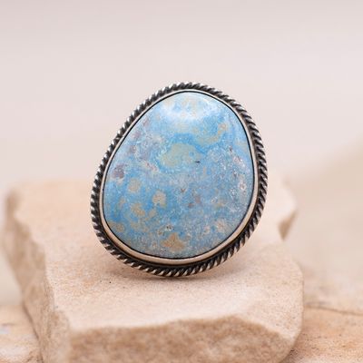 Large Light Colored Turquoise Ring with Adjustable Shank