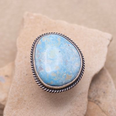 Large Light Colored Turquoise Ring with Adjustable Shank