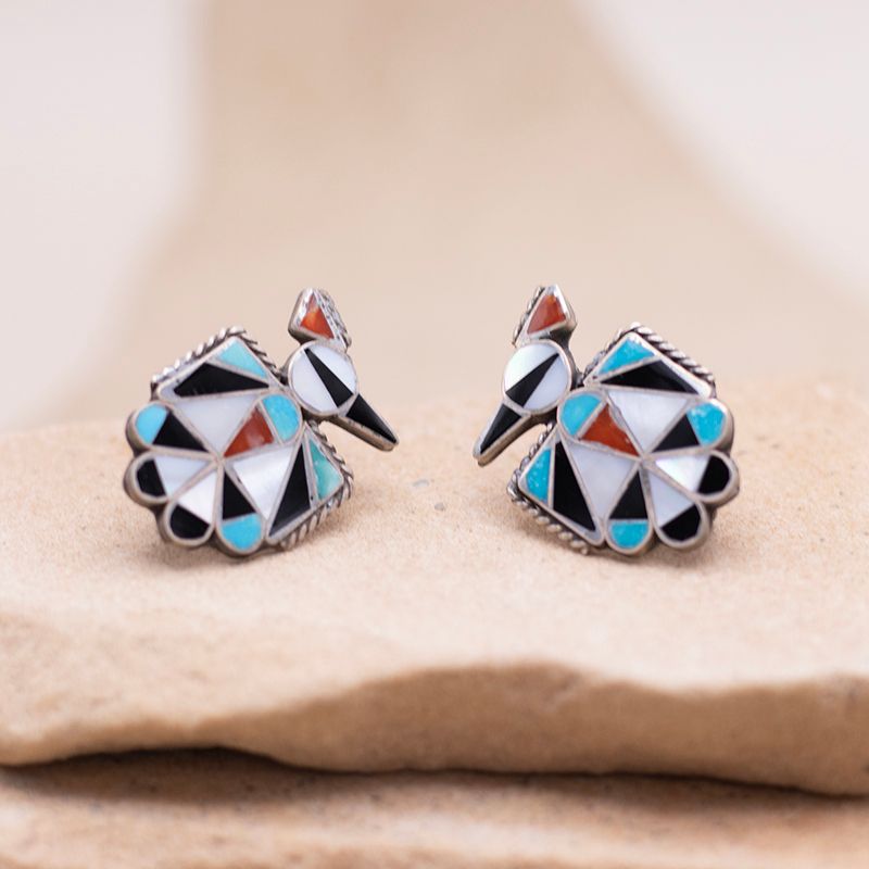 Screwback Thunderbird Inlay Earrings