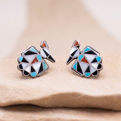 Screwback Thunderbird Inlay Earrings