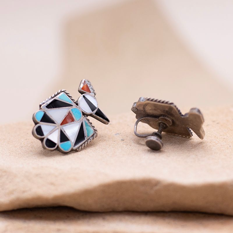 Screwback Thunderbird Inlay Earrings