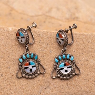 Double Sunface Dangle Earrings
