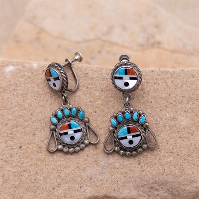 Double Sunface Dangle Earrings