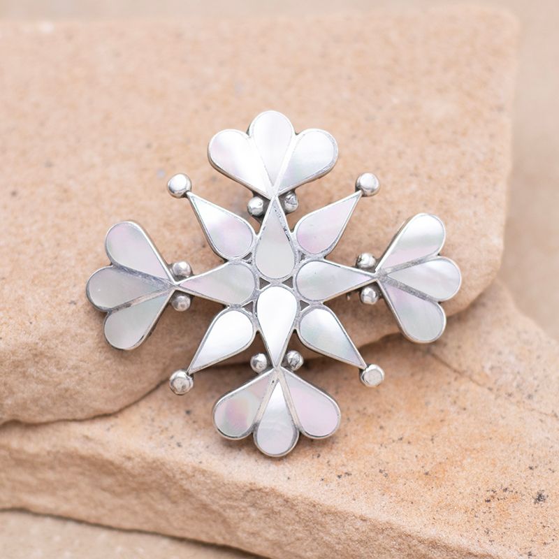 Mother of Pearl Inlay Floral Pin