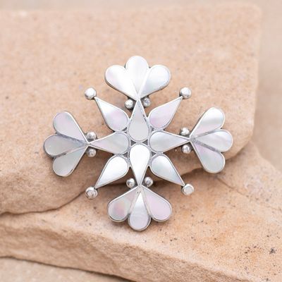 Mother of Pearl Inlay Floral Pin