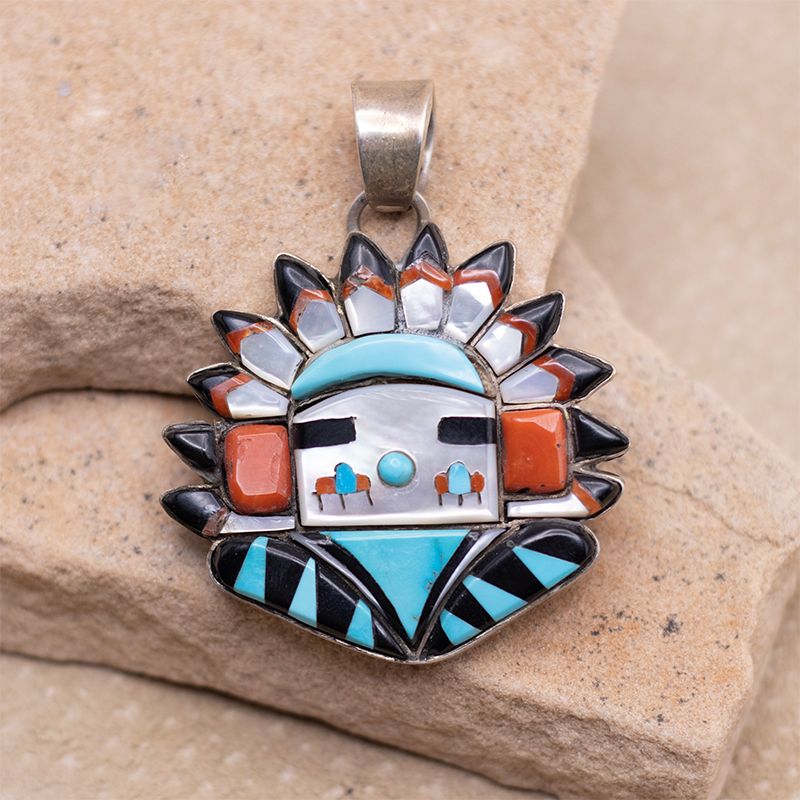 Inlay Kachina Head Pendant