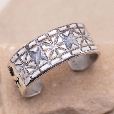 Mother of Pearl Inlay Cuff with Overlay Designs