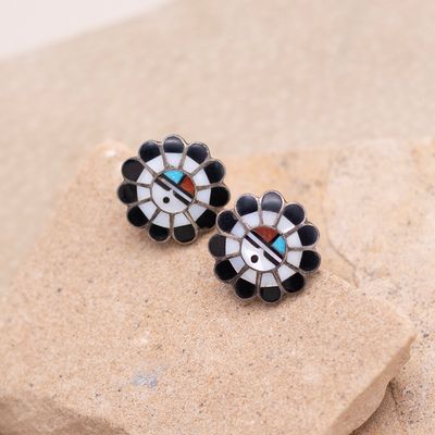 Screwback Zuni Sun Face Earrings