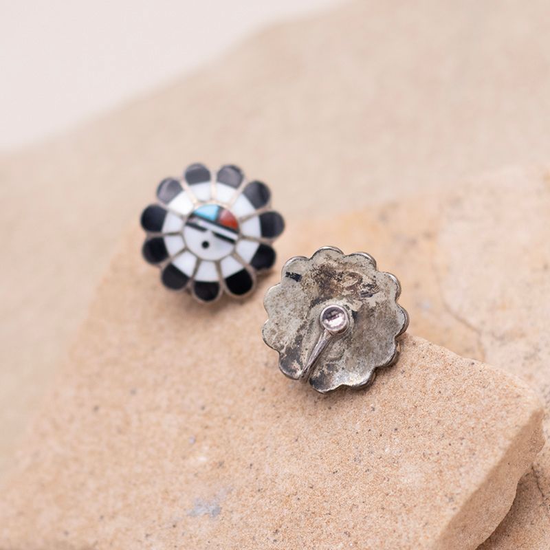 Screwback Zuni Sun Face Earrings