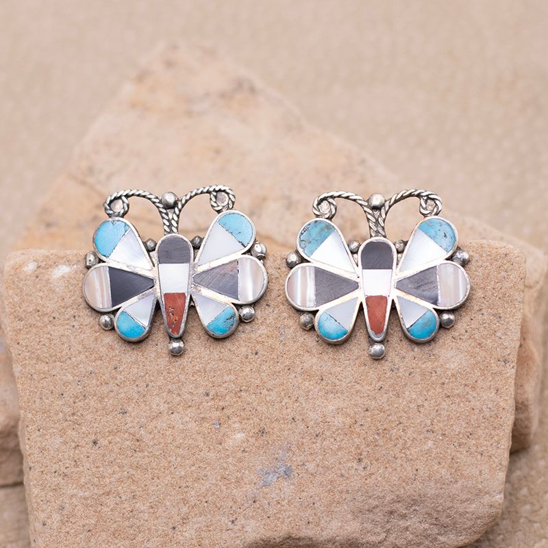 Large Inlay Butterfly Studs