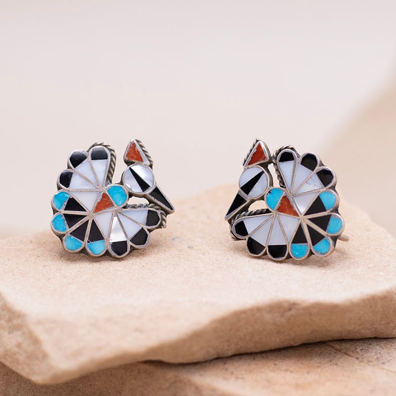Multicolor Thunderbird Screw Back Earrings