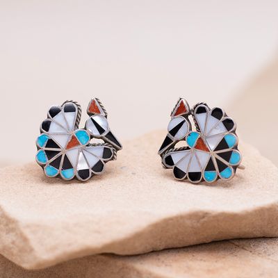 Multicolor Thunderbird Screw Back Earrings