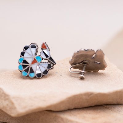Multicolor Thunderbird Screw Back Earrings