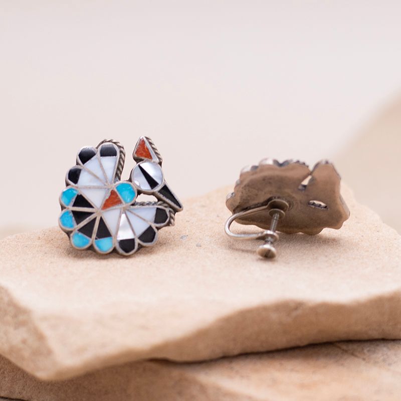 Multicolor Thunderbird Screw Back Earrings