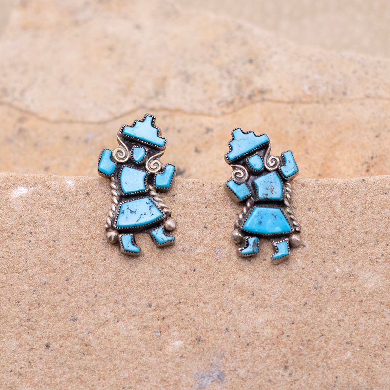 Turquoise Rainbow Yei Stud Earrings