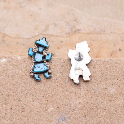 Turquoise Rainbow Yei Stud Earrings