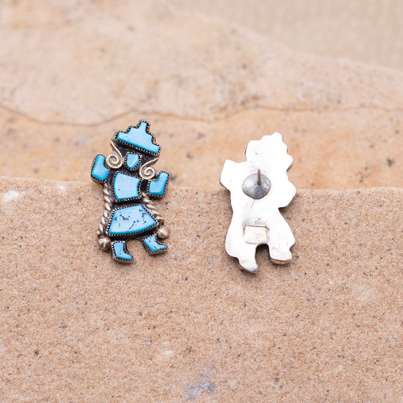 Turquoise Rainbow Yei Stud Earrings