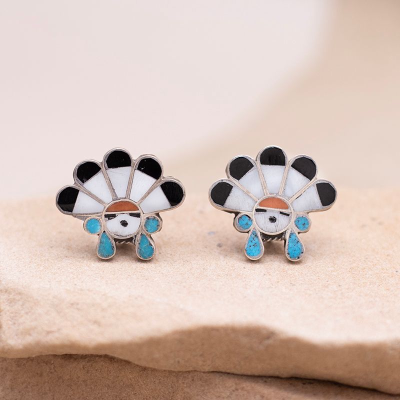 Multicolor Sunface Clip on Earrings