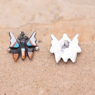 Multicolor Butterfly Studs with Black Wings