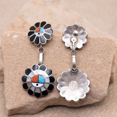 Large Double Dangle Sunface Earrings