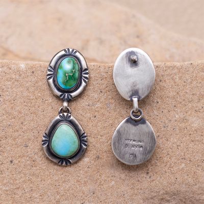 Large 2 Stone Drop Sonoran Gold Earrings