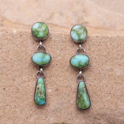 Medium Three Stone Drop from Post Sonoran Gold Turquoise Earrings