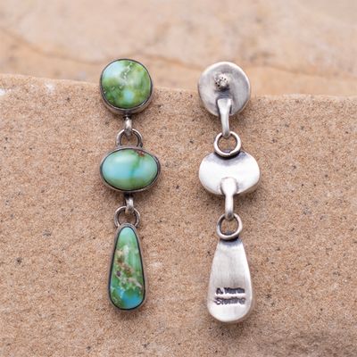 Medium Three Stone Drop from Post Sonoran Gold Turquoise Earrings