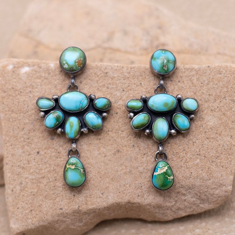 Cluster Dangle Sonoran Gold Turquoise Earrings