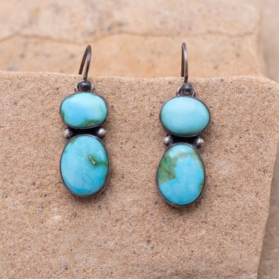 Sonoran Blue 2 Stone French Wire Drop Earrings