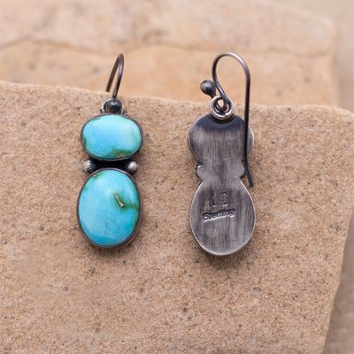 Sonoran Blue 2 Stone French Wire Drop Earrings