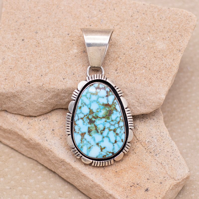 Medium Spiderweb Turquoise Pendant