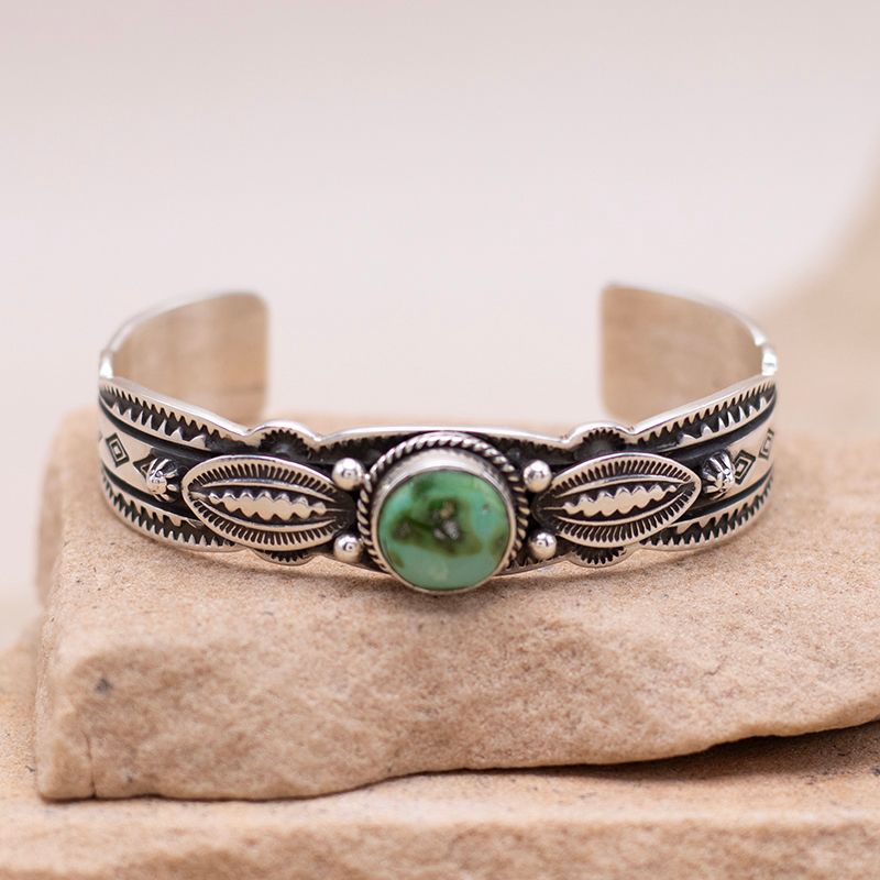 Medium Width Round Sonoran Gold Stone Cuff
