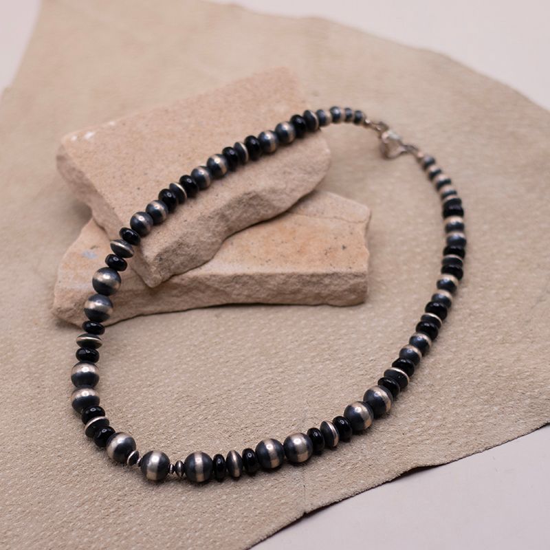 Sterling and Onyx Bead Set
