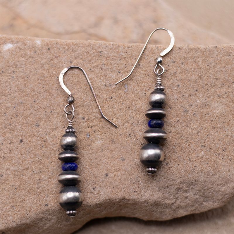 4 Bead with Lapis Drop Earring