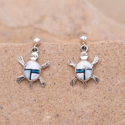 Turtle Inlay Earrings with White Buffalo Opal &amp; Turquoise