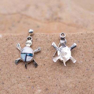 Turtle Inlay Earrings with White Buffalo Opal &amp; Turquoise