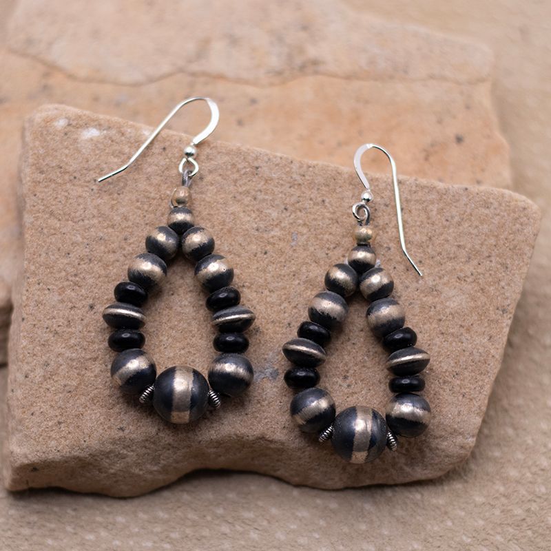French Wire with Navajo bead and Onyx Hoop