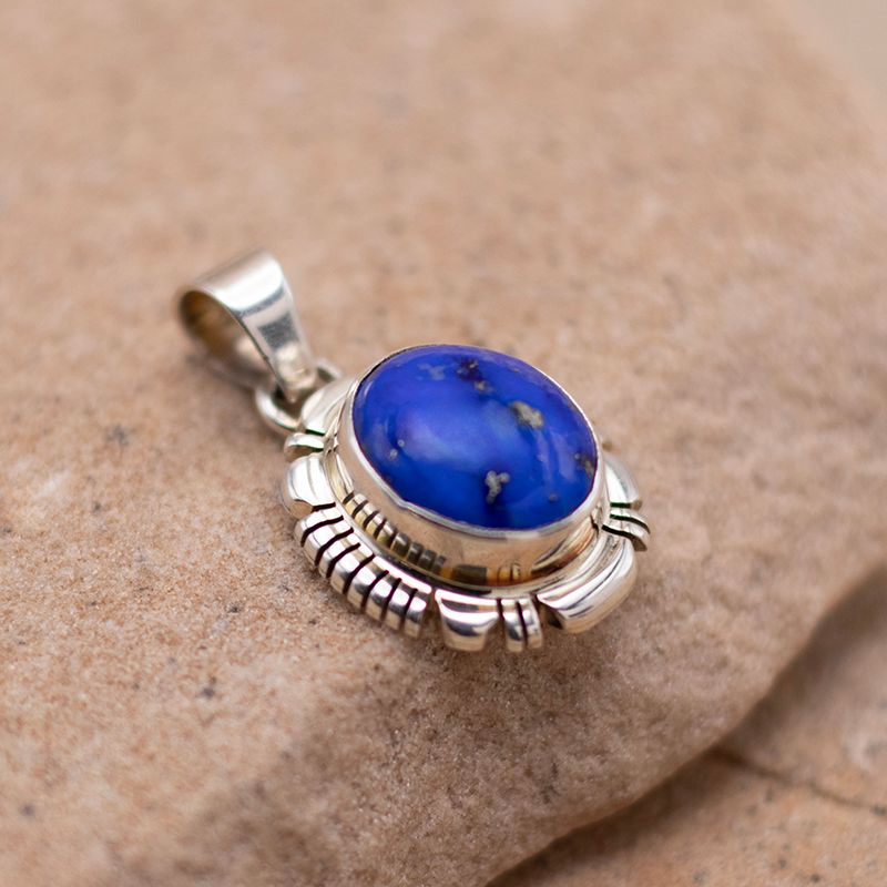 Round Gallup Style Lapis Pendant