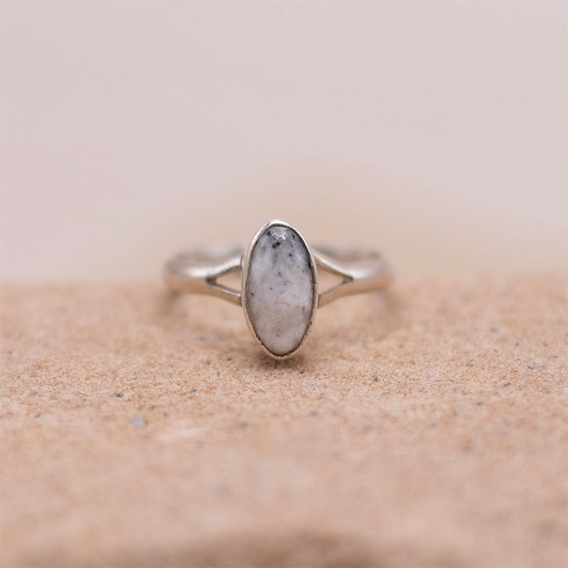 Single Stone White Buffalo Ring with Split Shank
