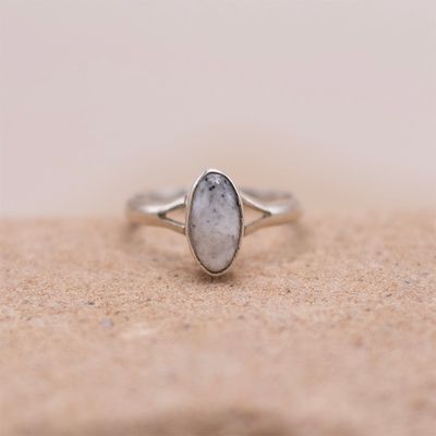 Single Stone White Buffalo Ring with Split Shank