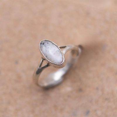 Single Stone White Buffalo Ring with Split Shank
