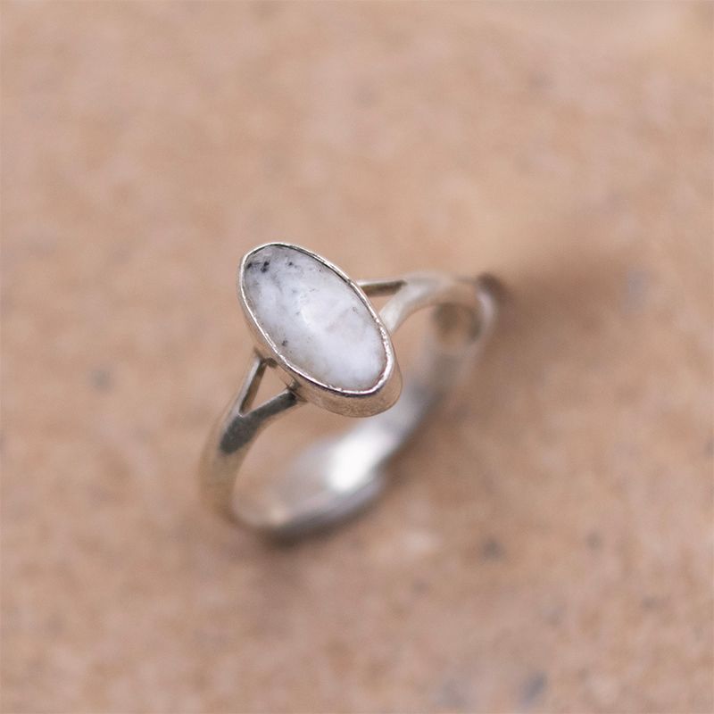 Single Stone White Buffalo Ring with Split Shank
