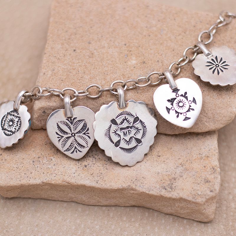 Turquoise &amp; Spiny Oyster Shell Heart Charm Bracelet