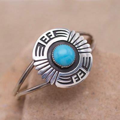 Split Shank Cuff with Overlay Details and a single center Turquoise stone