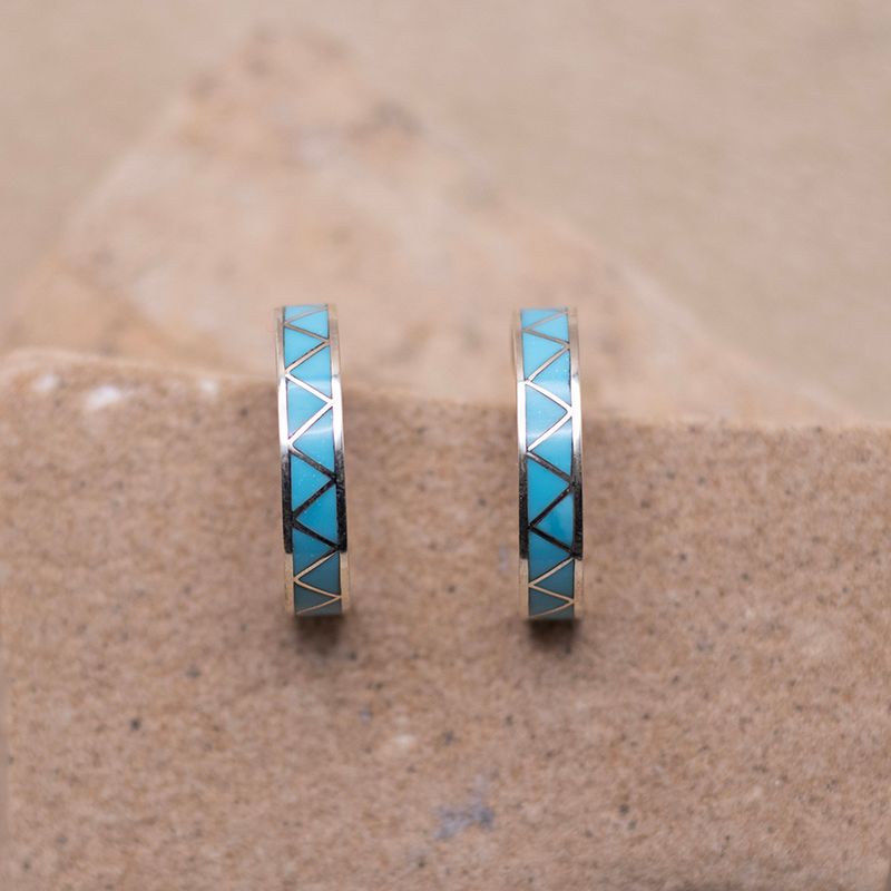 Triangle Inlay Channel Zuni Hoop