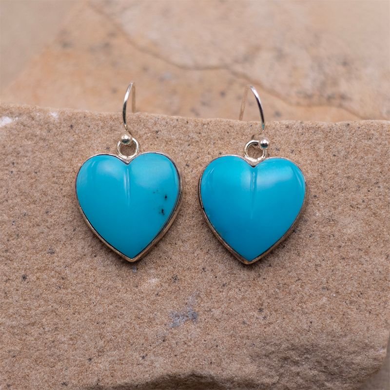 French Wire Turquoise Heart Earrings