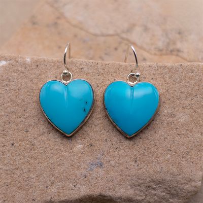 French Wire Turquoise Heart Earrings