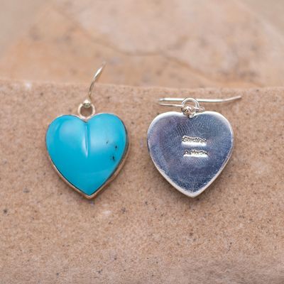 French Wire Turquoise Heart Earrings