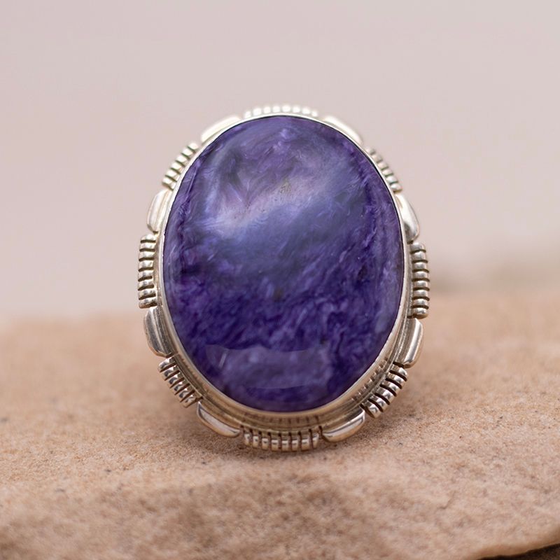 Large Charoite Oval Ring