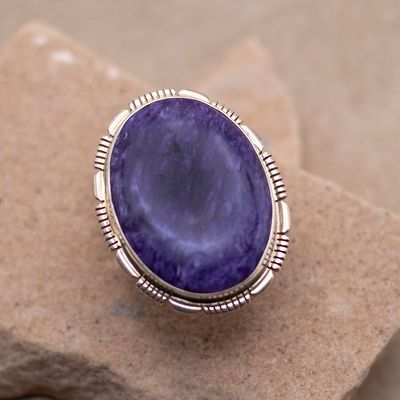 Large Charoite Oval Ring